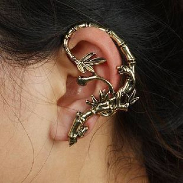 Bronze Silver Bamboo Snake Punk Rock Gothic Earrings Ear Bone Cling 