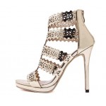 Gold Metallic Hollow Out Laser Cut Outs Gladiator Pumps Party Wedding High Stiletto Heels Shoes