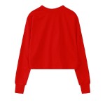 Red SELFIE Cropped Long Sleeve Sweatshirts Tops
