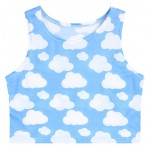 Blue Sky Cropped Sleeveless T Shirt Cami Tank Top 
