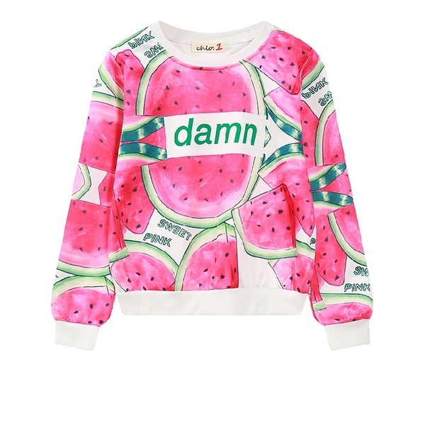 Pink Rainbow Damn Watermelon Harajuku Funky Long Sleeve Sweatshirts Tops