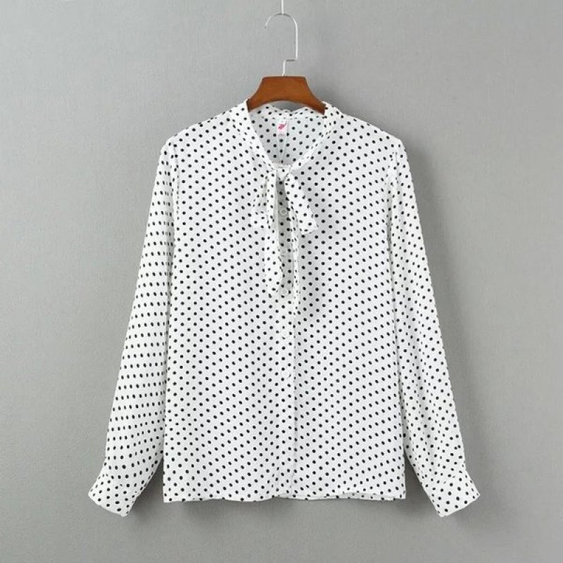 white polka dot blouse