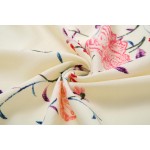 Cream Vintage Roses Retro Chiffon Long Tassels Kimono Cardigan Outer Wear