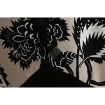 Grey Black Vintage Florals Chiffon Long Tassels Kimono Cardigan Outer Wear