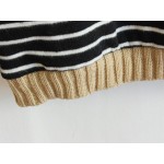 Black Stripes Elbow Patch Long Sleeve Fleece Sweatshirts Tops