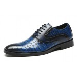 Blue Croc Lace Up Oxfords Loafers Dress Dapper Man Shoes Flats