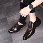 Brown Lace Up Croc Oxfords Loafers Dress Dapper Man Shoes Flats