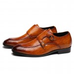 Brown Monk Strap Croc Oxfords Loafers Dress Dapper Man Shoes Flats