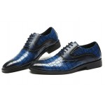 Blue Croc Lace Up Oxfords Loafers Dress Dapper Man Shoes Flats