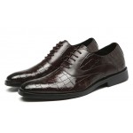 Brown Lace Up Croc Oxfords Loafers Dress Dapper Man Shoes Flats