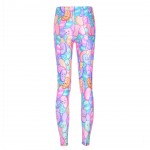 Pink Blue Jelly Beans Candies Cartoon Print Yoga Fitness Leggings Tights Pants