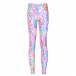 Pink Blue Jelly Beans Candies Cartoon Print Yoga Fitness Leggings Tights Pants