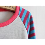 Pink Stripes Polkadots POW Long Sleeve Fleece Sweatshirts Tops