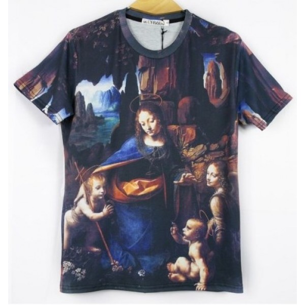 Black Blue Mary Maria Jesus Angels Short Sleeves Mens T-Shirt