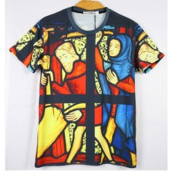 Black Church Catheral Stained Glass Short Sleeves Mens T-Shirt