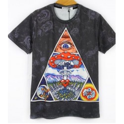 Black Eyes Triangle Totem Short Sleeves Mens T-Shirt