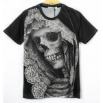 Black Skull Skeleton Bride Horror Short Sleeves Mens T-Shirt