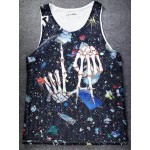 Black Stars Universe Galaxy Skeleton Hands Net Sleeveless Mens T-shirt Vest Sports Tank Top