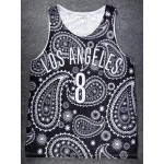 Black White Paisleys Los Angeles 8 Net Sleeveless Mens T-shirt Vest Sports Tank Top