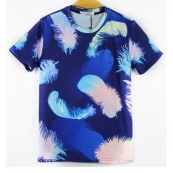 Blue Colorful Feathers Short Sleeves Mens T-Shirt