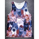 Blue Multiple Cute Cats Net Sleeveless Mens T-shirt Vest Sports Tank Top