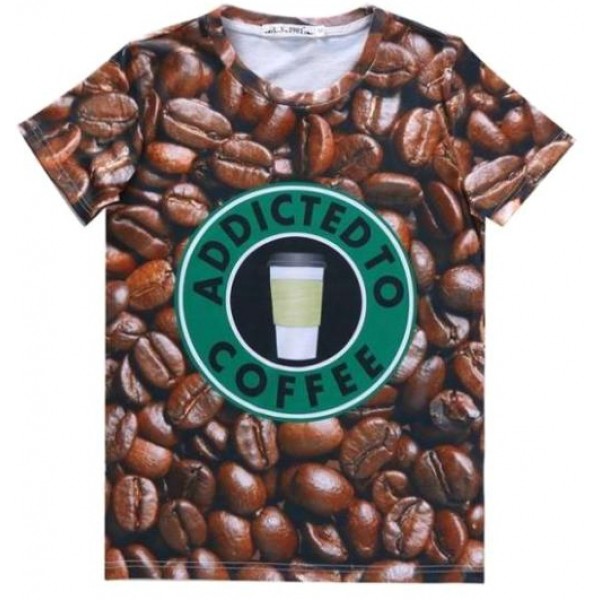 Brown Addicted to Coffee Beans Short Sleeves Mens T-Shirt