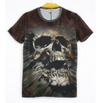 Brown Fierce Skull Short Sleeves Mens T-Shirt