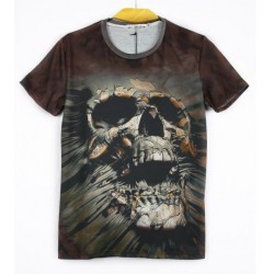 Brown Fierce Skull Short Sleeves Mens T-Shirt