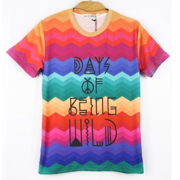 Rainbow ZigZag Days of Being Wild Short Sleeves Mens T-Shirt