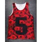 Red Black Roses 5 Net Sleeveless Mens T-shirt Vest Basketball Sports Tank Top