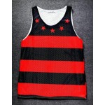 Red Black Stripes Stars Net Sleeveless Mens T-shirt Vest Sports Tank Top