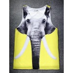 Yellow Giant Elephant Net Sleeveless Mens T-shirt Vest Sports Tank Top