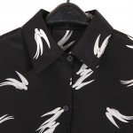 Black White Swallows Birds Cartoon Long Sleeve Sweatshirts Tops