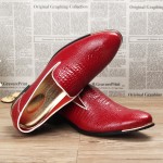 Red Croc Patterned Point Head Patent Leather Loafers Flats Dress Shoes