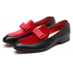 Black Red Bow Mens Oxfords Flats Loafers Dappermen Dapper Men Dress Shoes