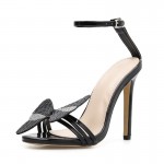 Black Diamantes Butterfly Evening Gown High Heels Stiletto Sandals Shoes