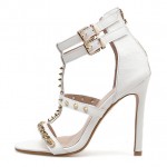 White Metal Spikes Strappy Punk Rock Sandals High Heels Stiletto Shoes