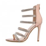 Gold Metallic Diamantes Strappy Evening Gown High Heels Stiletto Sandals Shoes