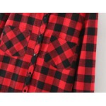 Red Black Plaid Country Checkers Vintage Retro Cotton Long Sleeves Blouse Shirt
