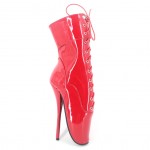 Red Patent Lace Up Super High Stieltto Heels Lady Gaga Weird Boots Shoes