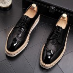 Black Patent Sequins Lace Up Platforms Oxfords Mens Dress Shoes Flats