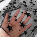 Black Stars Fishnet Fish Net Lace Sheer Long Sleeves Turtleneck Layering Shirt