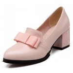 Pink Patent Bow High Studs Heels Dress Shoes