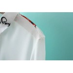 White Grafitti Chiffon Long Sleeves Blouse Shirt