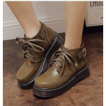 Brown Chunky Lace Up Punk Rock Gothic Platforms Ankle Military Combat Rider Boots