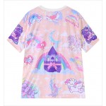 Pink Rainbow Galaxy Harajuku Weird Creeper Unicorn Triangle Short Sleeves T Shirt
