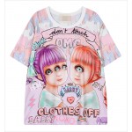 Pink Rainbow Galaxy Harajuku Weird Creeper OMG  Sassy Girls Short Sleeves T Shirt