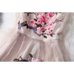 Pink Sleeveless Organza Short Prom Flower Embroidery Wedding Cocktail Party Dress 