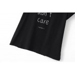 Black I Dont' Care Sorry Short Sleeves T Shirt Top