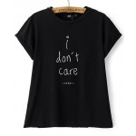Black I Dont' Care Sorry Short Sleeves T Shirt Top